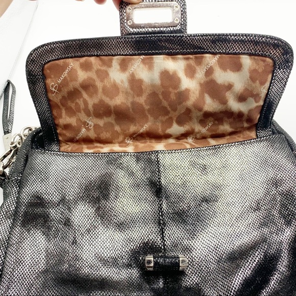 B. Makowsky silver Shimmer Bag Black Chain Strap - Picture 7 of 12